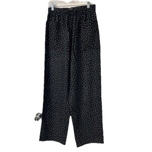Who What Wear Linen Blend Pin Dot Wide Leg Natural Length Pants Size S